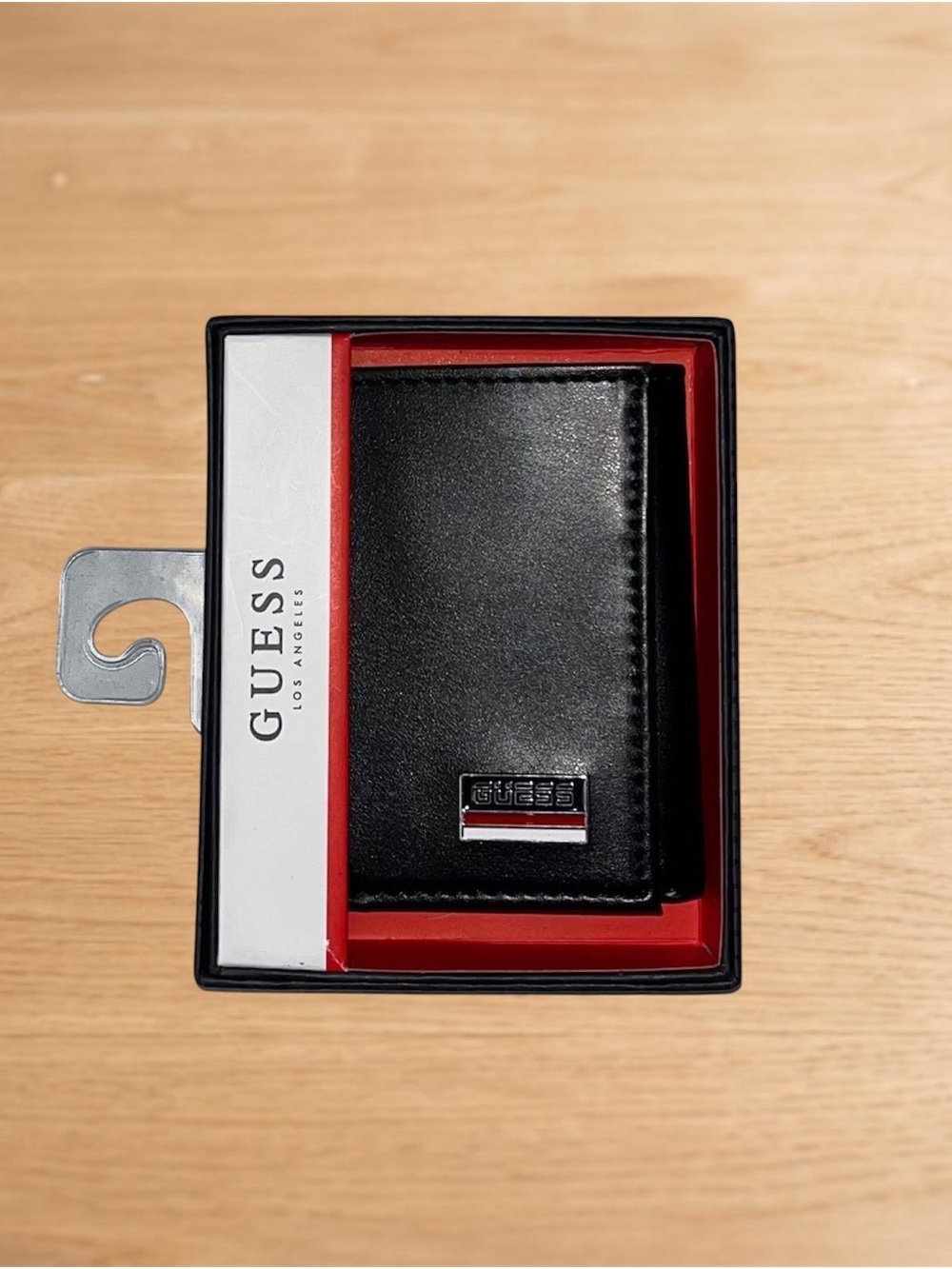 GUESS Men's Wallet with Red-White Logo Accent